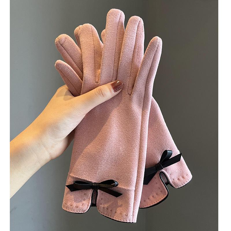 Winter Women Can Touch Screen Add Velvet Thick Cold and Warm Gentle and All-matching High-end Gloves