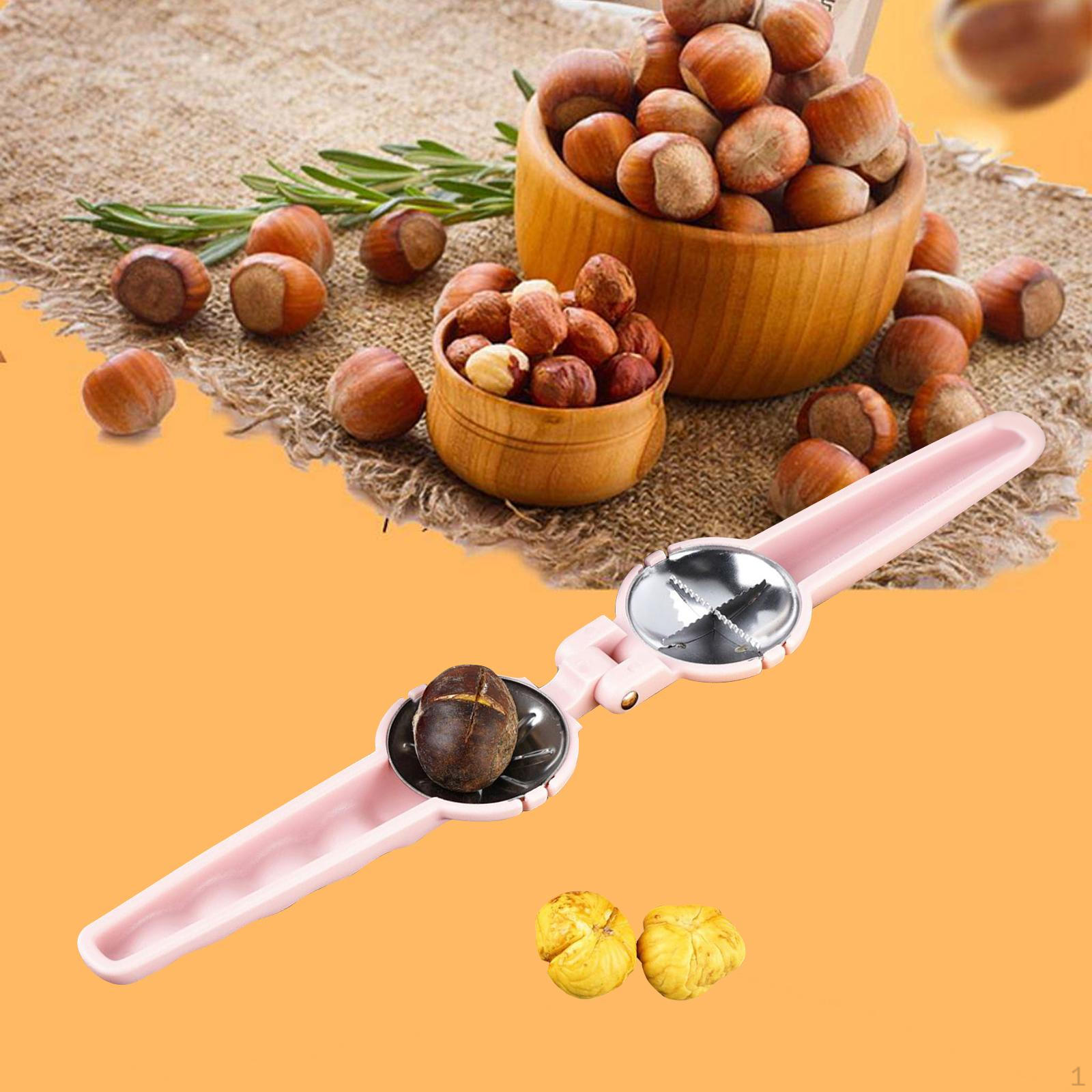 Chestnut Clip Opener Kitchen Utensils with Ergonomic Handle for Home Pink