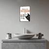 Funny Cat Bathroom Metal Sign Vintage Black White Retro Tin Poster 8x12 Inch Wall Decor