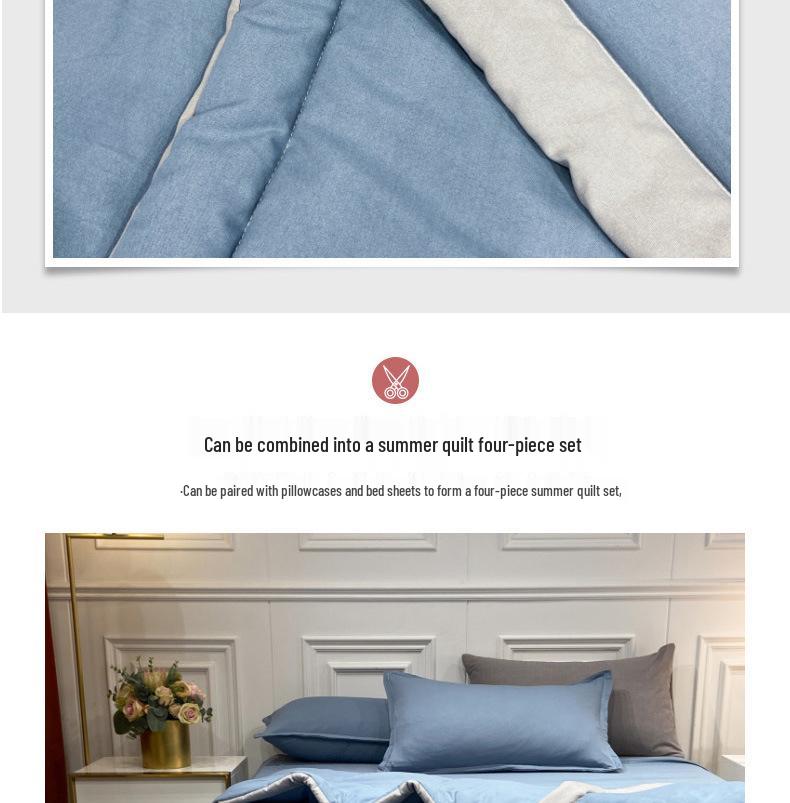 Solid Color Washed Cotton Skin-Friendly Machine Washable Summer Quilt for Air Conditioned Rooms – Thin, Single & Double Sizes