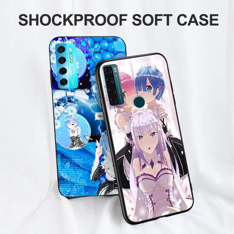 Black Tpu Case For Google Pixel 4 4A 4XL 5 5A 5XL 6 6A 7 PRO Cover Ram Rem Anime Cartoon