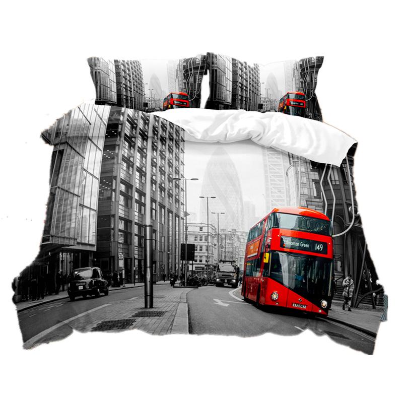 Retro England Building Bedding Set 3D Printed Grey Gothic Smooth Breathable King Queen Twin Size Duvet Cover Set for Birthday