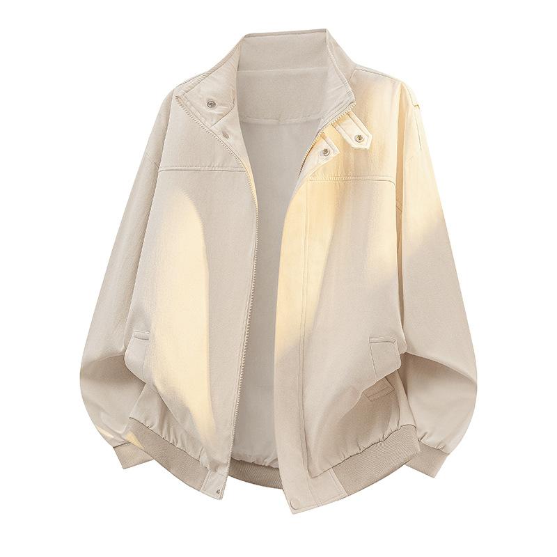 Stand Up Collar Men's Autumn Jacket American Loose Casual Jacket Top Versatile Plus Size