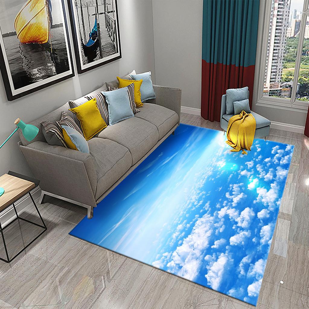Cloud Carpet Blue Sky White Clouds Rainbow Rugs Doormat Anti Slip Floor Carpet Bathroom Kitchen Rugs Bathroom Living Room Decor