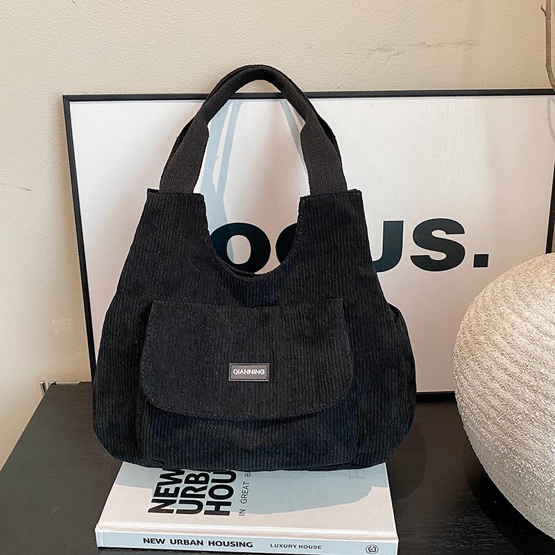 Women's bag Corduroy large-capacity bag Women's autumn fashion tote bag Student class versatile shoulder bag