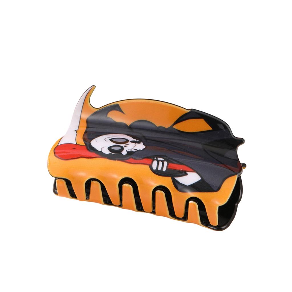 Creative Halloween Hair Clip Half Up Hair Claw Clip Skull Reaper Pattern Hair Accessory Fun Design for Daily Use and Costume