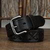New Retro Fashion Personality Trend Versatile Woven First Layer Cowhide Pin Buckle Belt Men'S Genuine Leather Jeans Belt