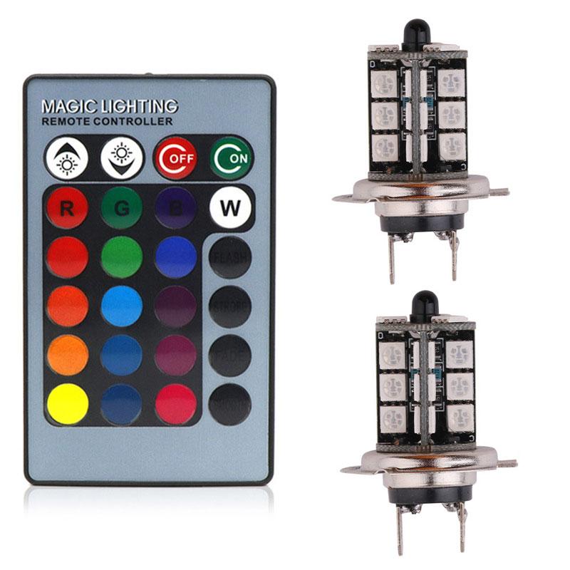 2pcs h11 led rgb 5050 chips h1 led rgb h3 led rgb h7 led car bulb flashing h8 Led fog light 9005 hb3 led hb4 9006 car fog lamp