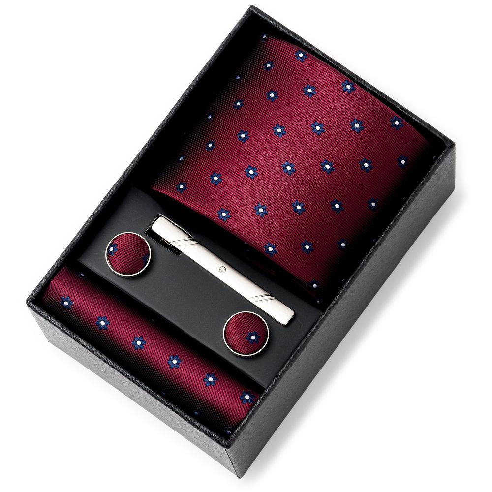 Men'S Tie Net Color Striped Jacquard Yarn Business Professional Tie Set Men'S Gift Box
