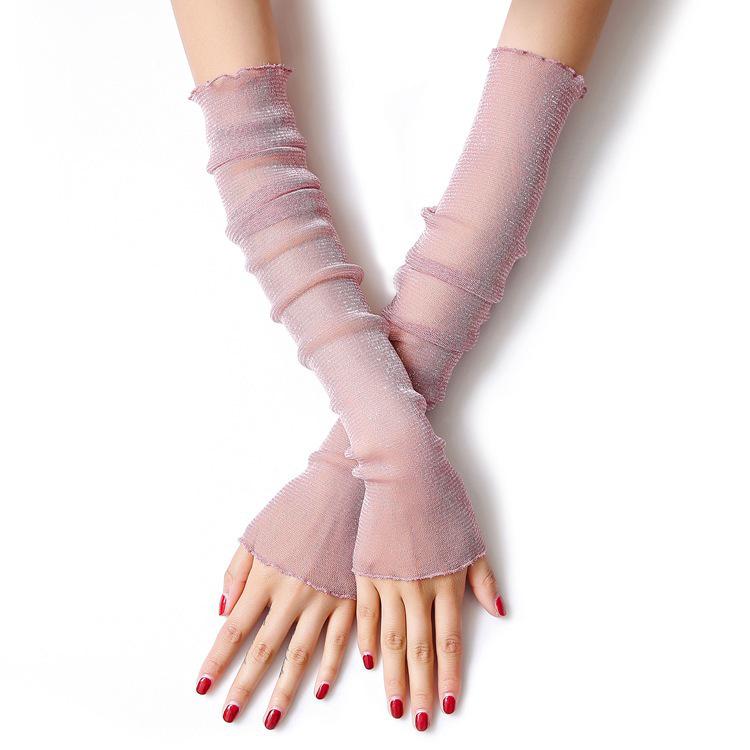 Silver Thread Mesh Lace Sun Protection Sleeves: Long Ice Silk Arm Guards for Summer Driving