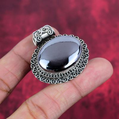 Shungite Pendant, 925 Solid Sterling Silver Gemstone Jewelry, Handmade Pendant, For Thanksgiving