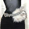 Vintage Faux Fur Pu Leather Rhinestone Belt Y2K Furry Fur Gothic Punk Sexy Waistband Night Club Waist Chain Jeans Pants Decor