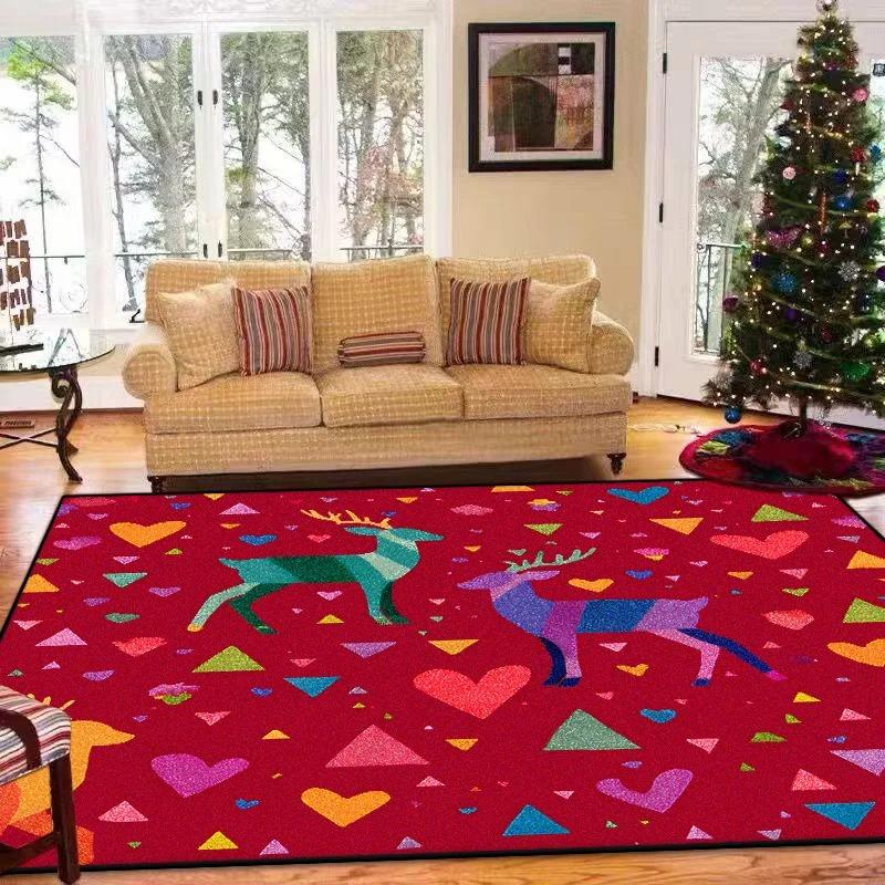 Weihnachtsmotiv Teppiche für Wohnzimmer Große Flächenbodenmatten für Heimdekoration Rutschfester Teppich Schlafzimmer Küche Fußmatte