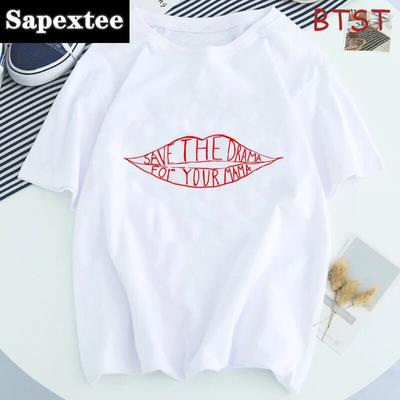WoUnisex T-shirt Save the Drama for Your Mama Graphic T-shirt Aesthetic Kawaii Streetwear Harajuku T-shirt Tee