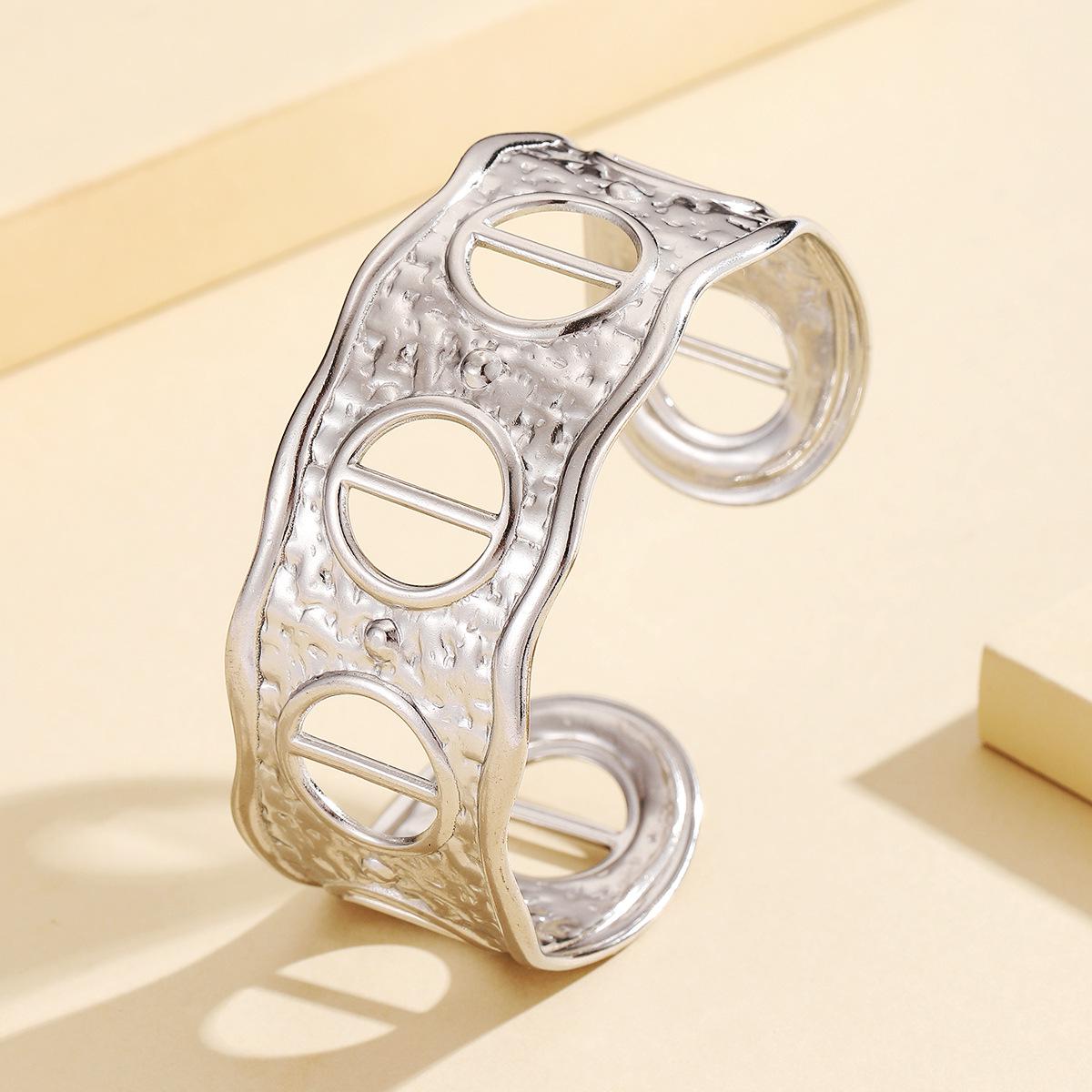 18K Gold Geometric Open Stainless Steel Bracelet
