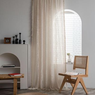 Tende a quadri geometrici all'uncinetto Yiman Qiyun per soggiorno, balcone, camera da letto, finestra a bovindo, design artistico e che trasmette la luce.