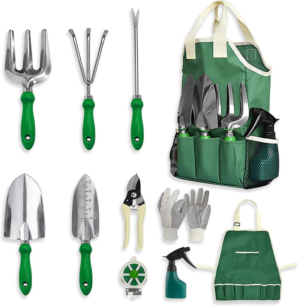 11pcs Garden Iron Shovel Tool Set with Storage Bag Stainless Steel Flower Shovel Hoe Vegetable Planting Digging Gardening Tools