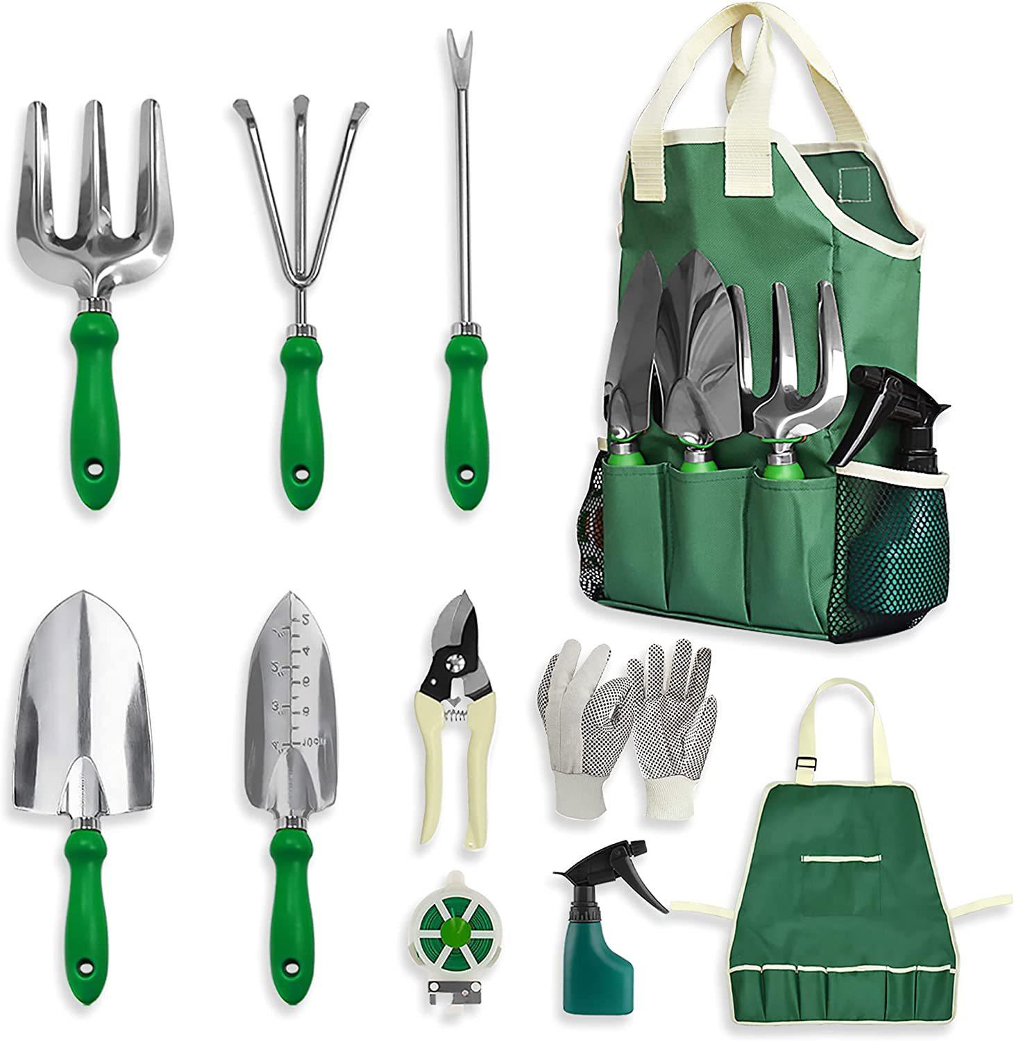 

11pcs Garden Iron Shovel Tool Set with Storage Bag Stainless Steel Flower Shovel Hoe Vegetable Planting Digging Gardening Tools
