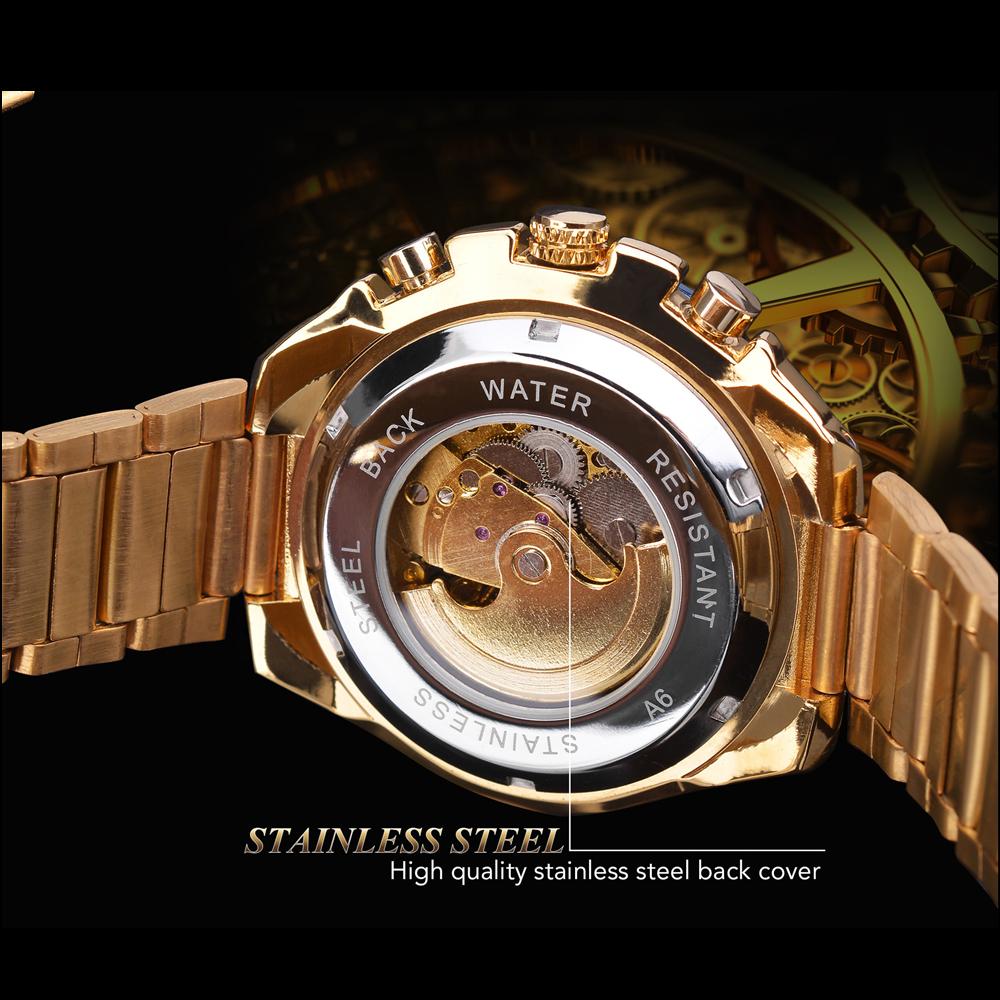 WINNER New Top Men's Watch Automatic Mechanical Strap Calendar Water Ghost Series Watch Silver Stainless Steel Waterproof Luminous
