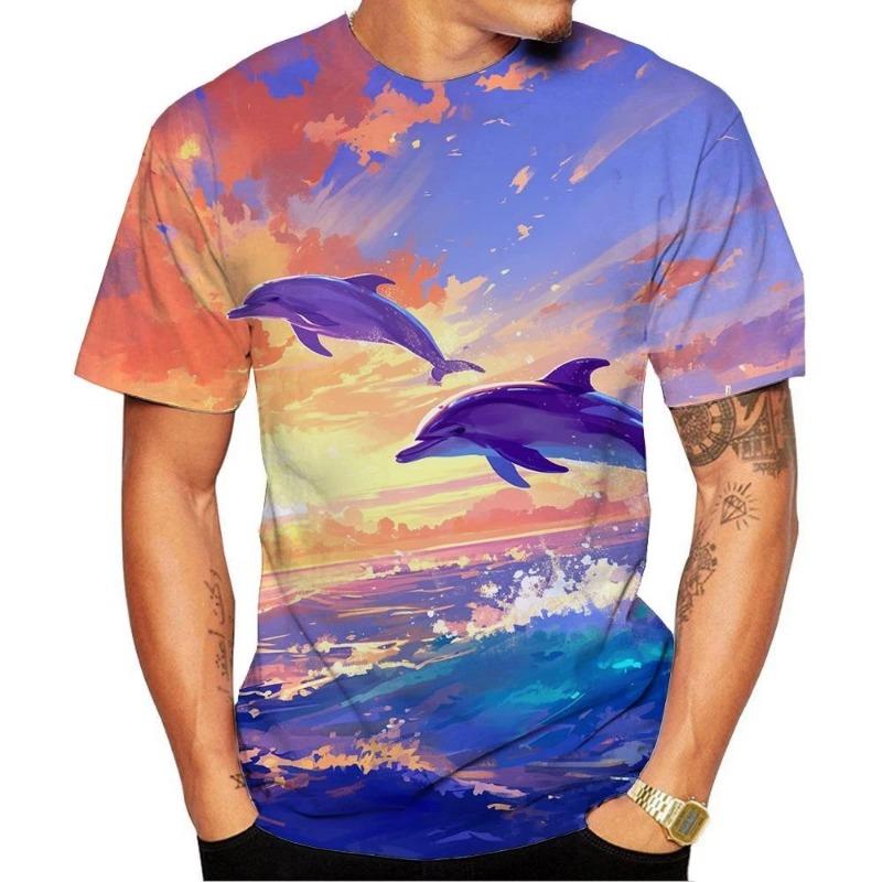 New Fashion Men's and Women's 3D HD Printed Dolphin Pattern T-shirt Street Style Unisex Fashion Funny Harajuku Top Kids T Shirt