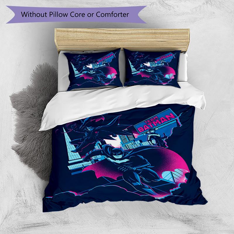 3pcs Duvet Cover Set (1*Duvet Cover + 2*Pillowcase, Without Core),Batman Print Bedding Set, Bedroom Decor, All‑Season, Birthday Gift