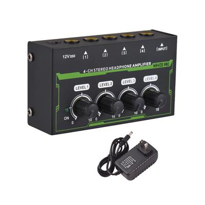 Kopfhörerverstärker, 4-Kanal-Stereo-Kopfhörerverstärker, Mini-Audioverstärker mit Netzteil DC 12 V