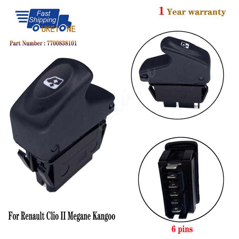 Electric Power Window Control Lifter Switch Regulator Button 6 Pin for for Renault Clio Megane Kangoo Black Auto Part 7700307605
