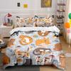 Cute Cats and Paw Prints Pattern Bedding Duvet Cover Set  (1*Duvet Cover 2*Pillowcases, Without Duvet Insert)