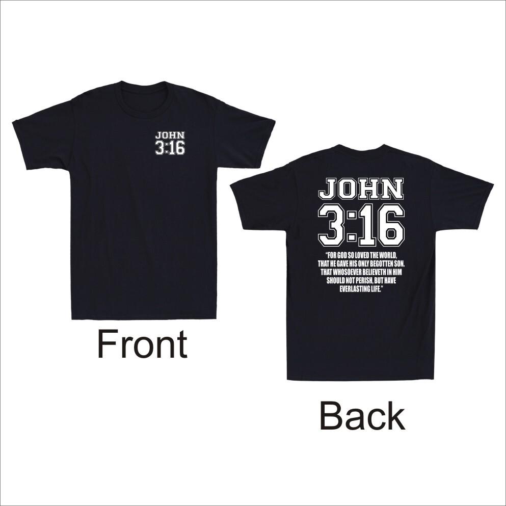 John 3:16 Christian Bible Jesus Christian Faith Front & Back Print Men s T-Shirt S разноцветный