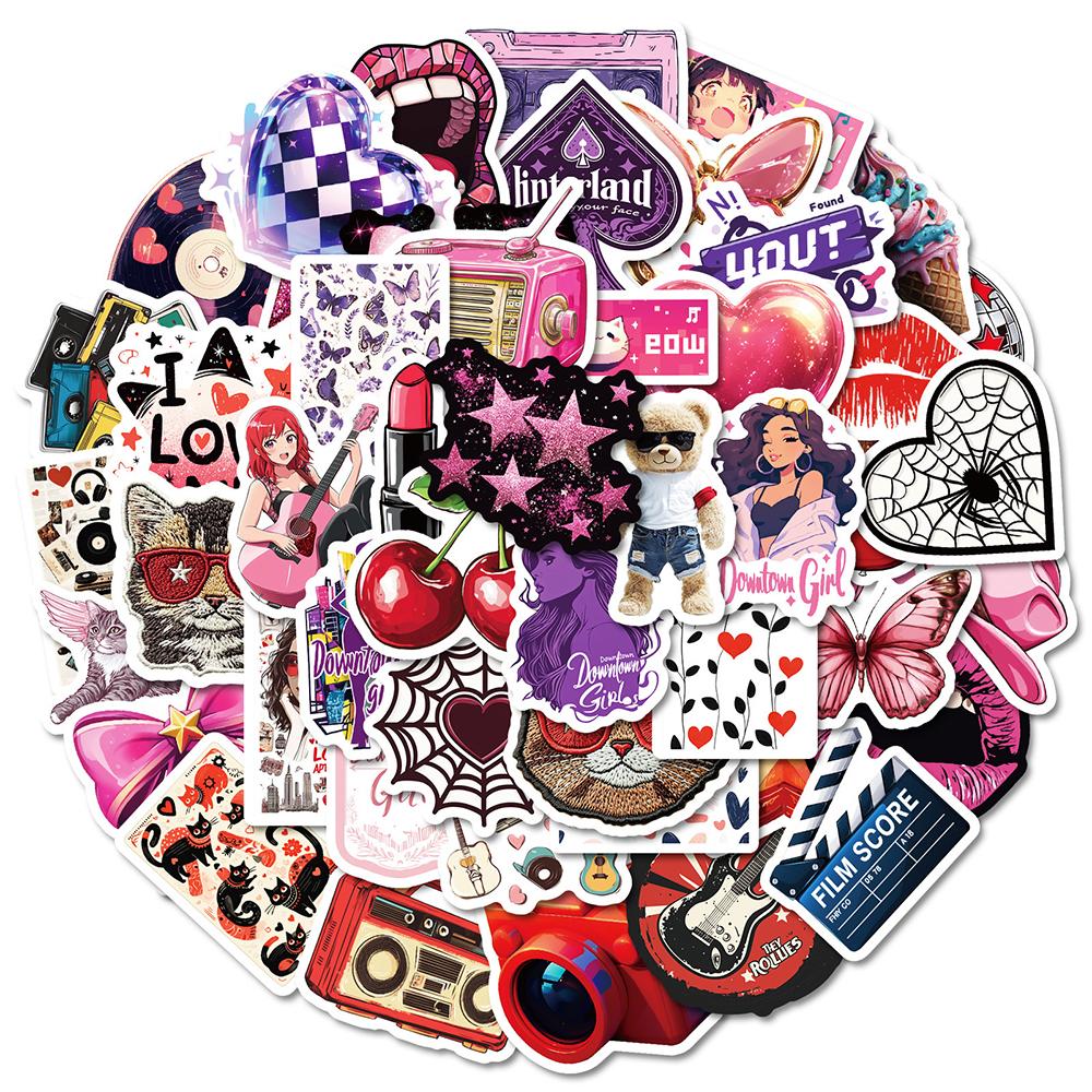 10/30/50pcs Y2K Red Lip Series Stickers Love Kawaii Aesthetic Graffiti Decals DIY Scrapbook Fridge Suitcase Cool Cartoon Sticker