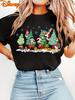 Trendy Casual Mickey and Minnie Mouse Christmas Tshirt Retro Cotton Short Sleeve Round Neck Loose Casual Top for Unisex