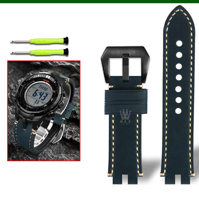 Classic Retro scrub Genuine Calfskin Watchband For Casio ProTrek PRW3000/3100/6000/6100Y PRG300 Series Bracelet Watch Accessories