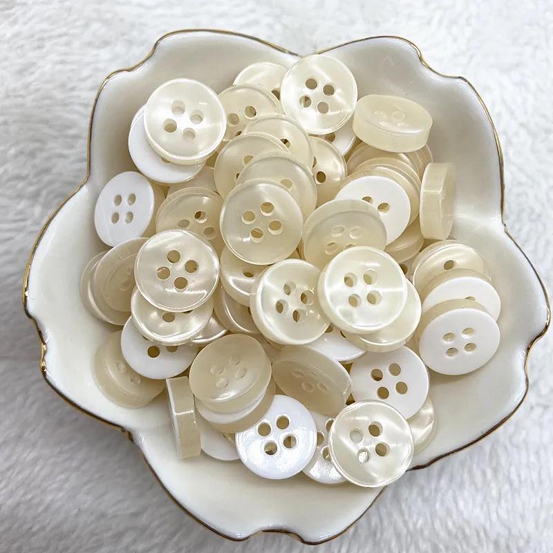 50Pcs 12Mm Color Resin Cat Eye Button Pearllight Bowl Shape Four Eye Button Wedding Decoration Sewing Accessories