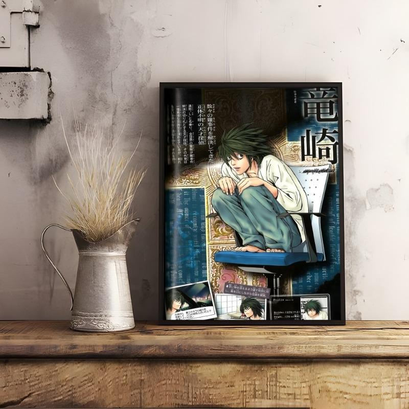 Anime D-Death N-Note DN L Poster Sticky Wall Art Printing Waterproof Home Living Bed Room Bar Hallway Aesthetic Decor