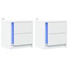 VidaXL Armoires de chevet et lumières LED 2pcs blanc bois d'ingénierie, table d'appoint, armoire de lit, table d'appoint 852048