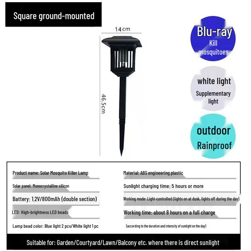 Uccisore e Repellente per Zanzare Solare a LED da Esterno: Lampada da Giardino Impermeabile