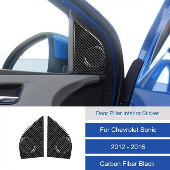 4Pcs Carbon Fiber Interior Door Pillar Cover Trim For Chevrolet Sonic 2012-2016