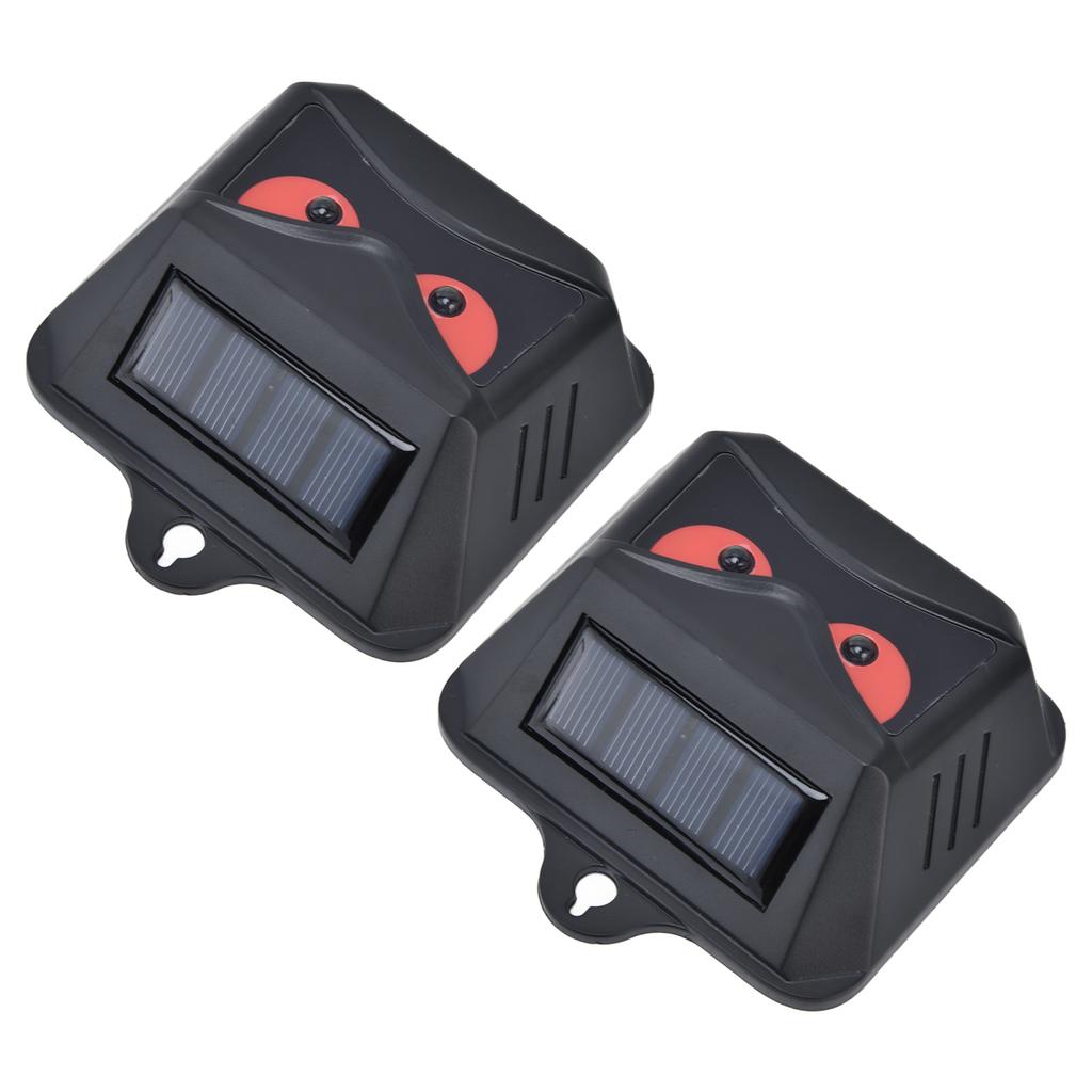 2pcs Animal Repeller Red LED Strobe Lights Waterproof Design Solar Automatic Charging ABS Housing