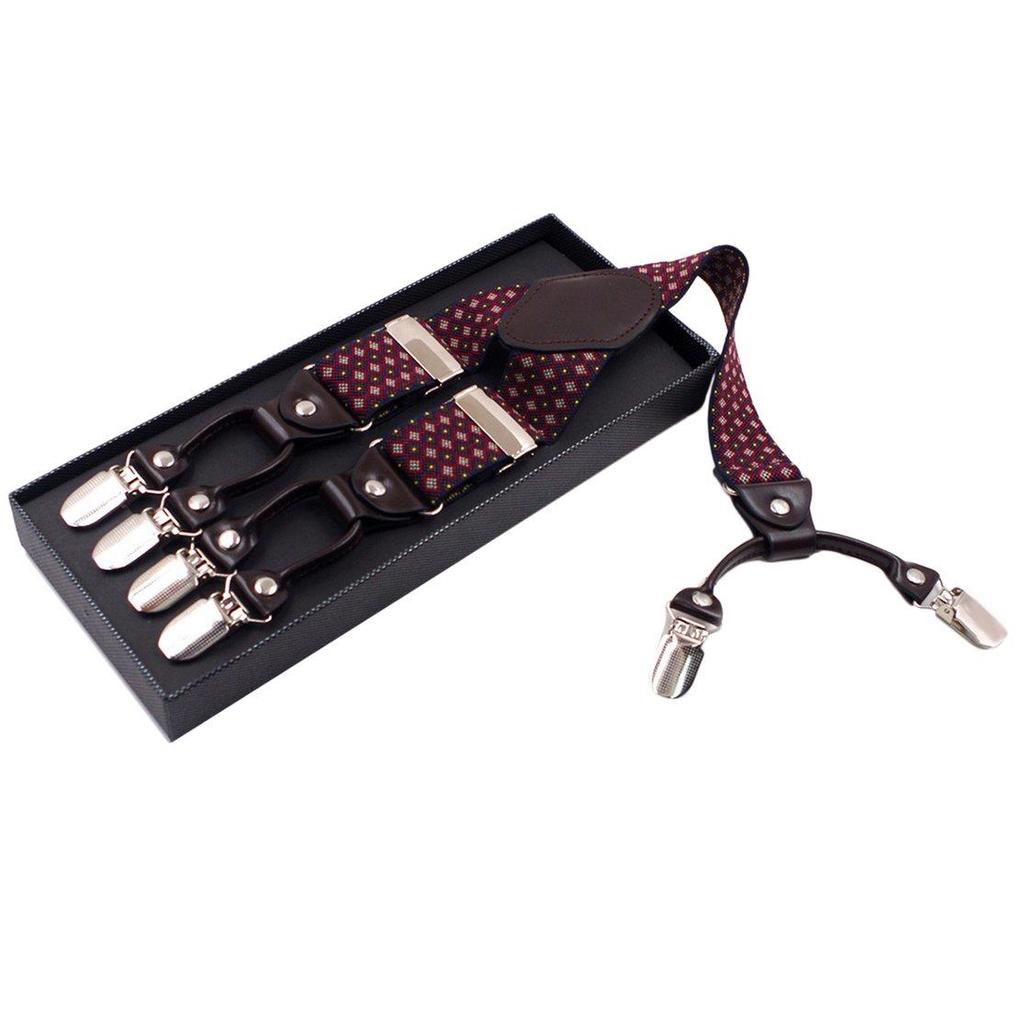 Men Suspenders Belt With 6 Clips 