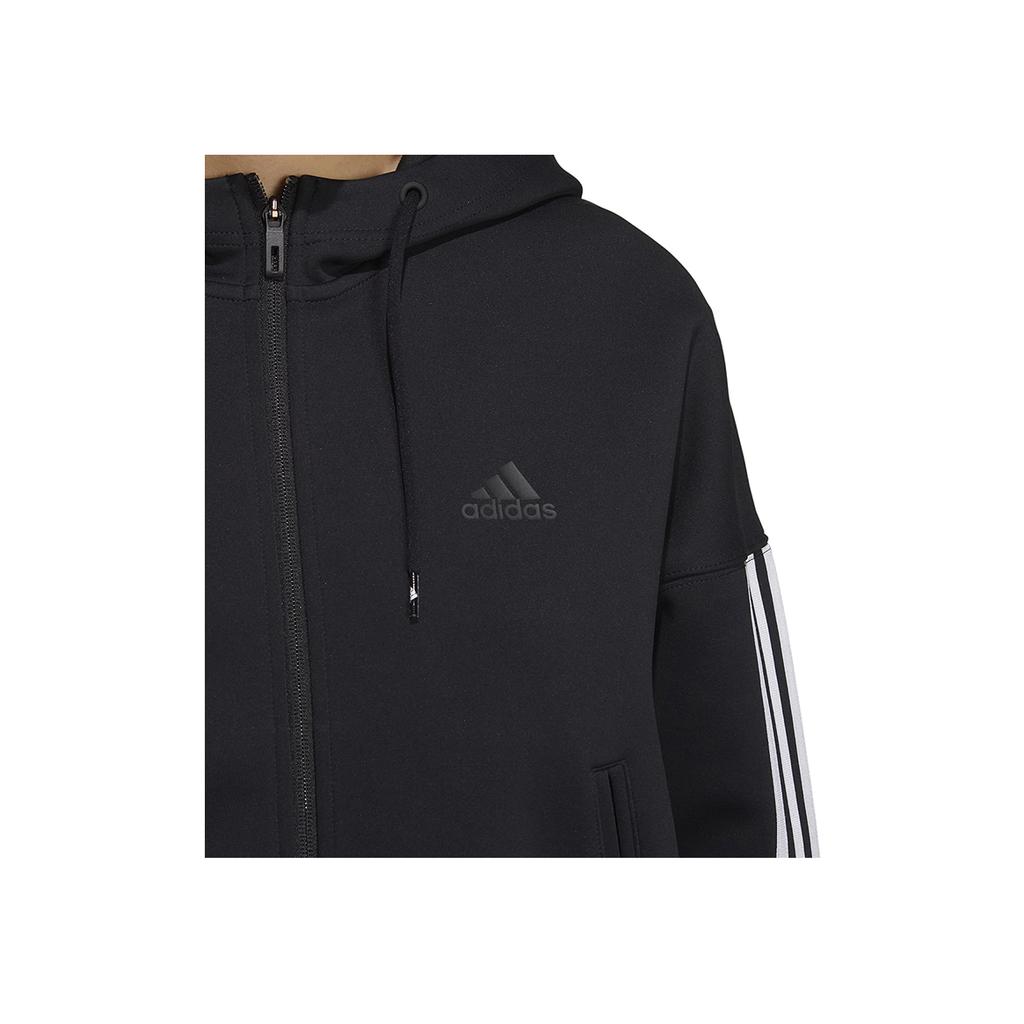Adidas Three-Stripe Logo Print Hooded Jacket Women Jacket Black HM7046