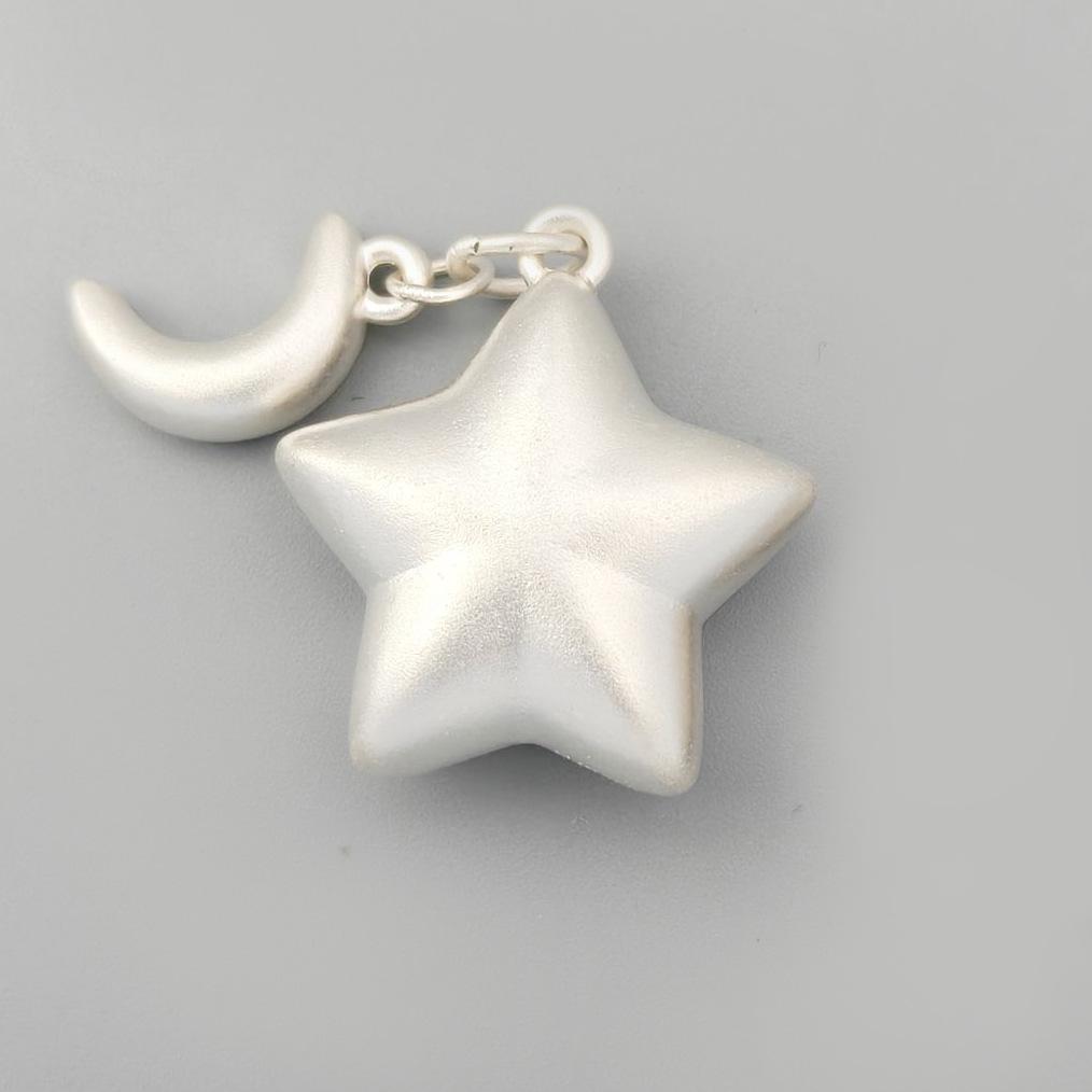 Sterling Silver Star and Moon DIY Jewelry Spacer Beads and Pendants