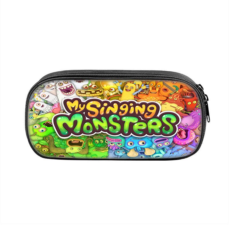 My Singing Monsters Pencil Case Nylon Storage For Students With Fun Cartoon Design