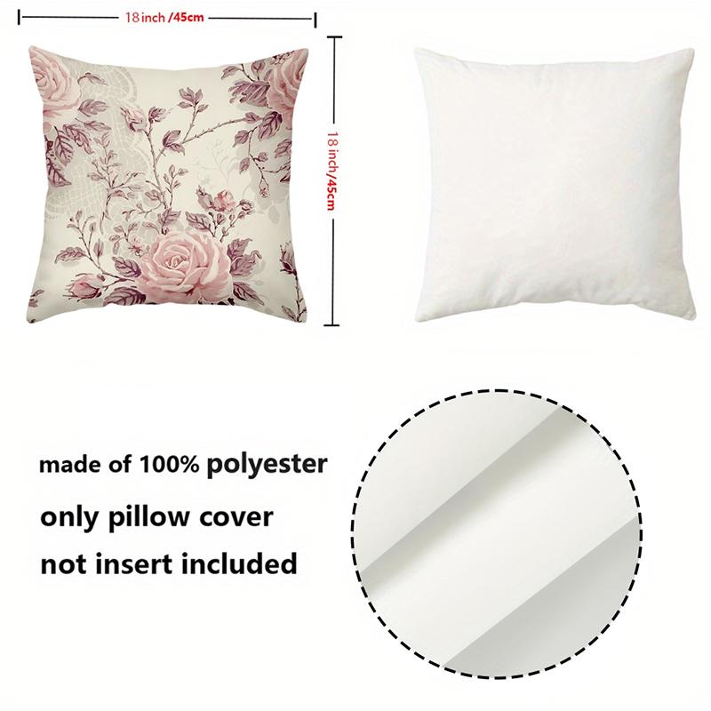 Blumenmuster Kissenbezüge Set aus 4 Stück für Zuhause Polyester Kissenbezug, Sofa Dekokissenbezug Kopfteilkissen
