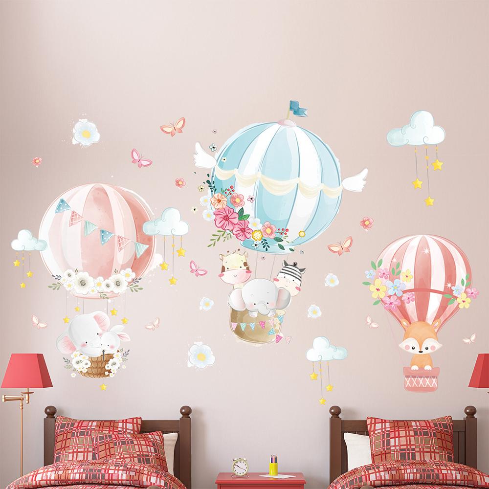 Wall Stickers Cartoon Hot Air Balloon Cute Animals Baby Room Kids Bedroom Decor Wall Stickers Cartoon Hot Air Balloon Cute Animals Baby Room Kids Bedroom Decor