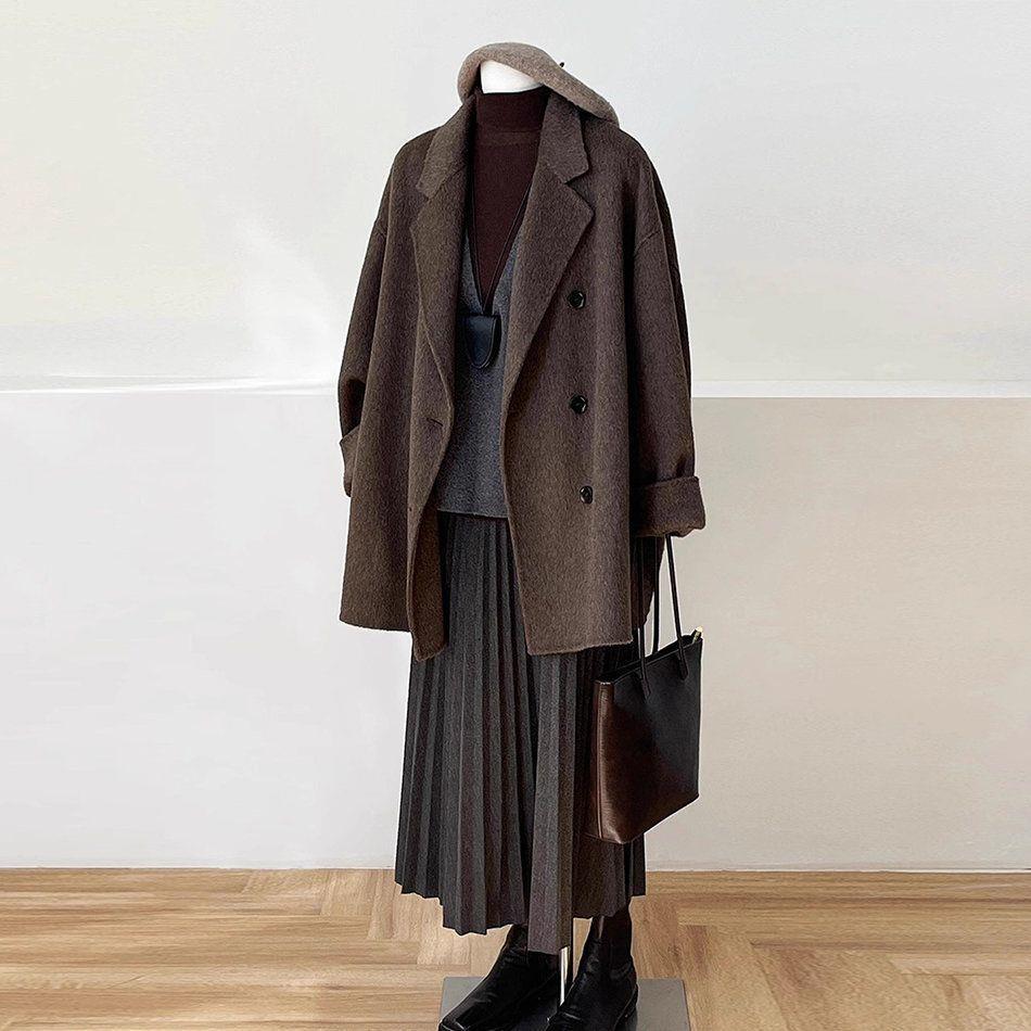 Women's Trendy Maillard Woolen Coat, 2025 Winter Collection - Cotton-Padded, Mid-Length, Petite Size