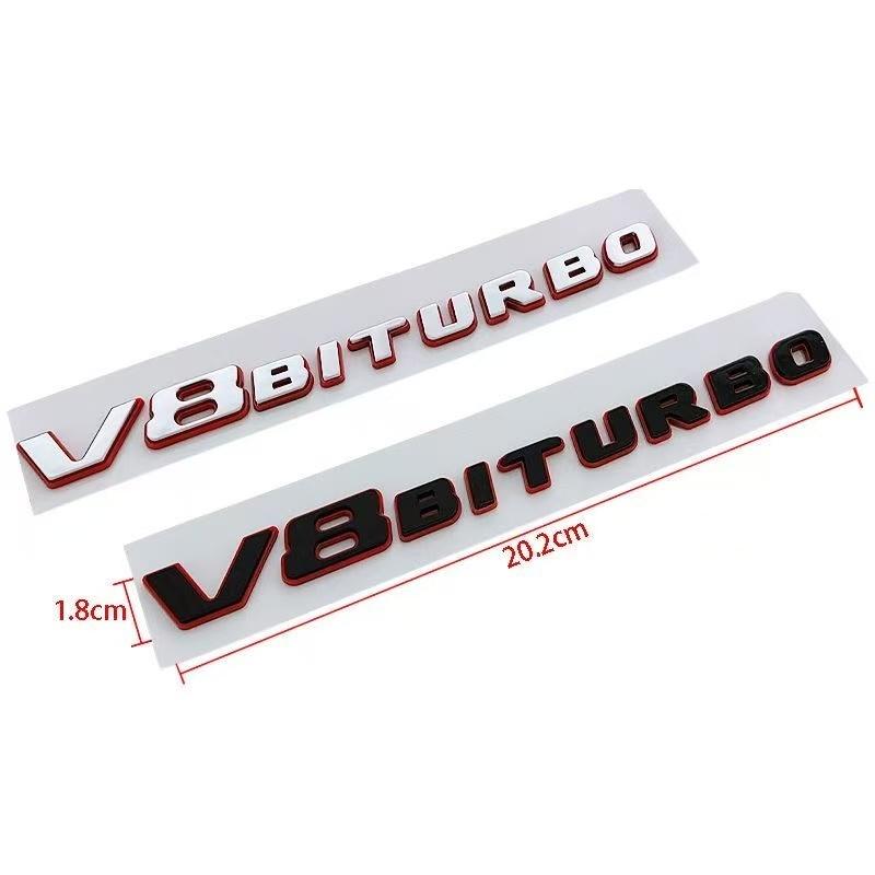 3D ABS Black Red Car Letters Logo V8 BITURBO Side Fender Badge Emblem Decal For Mercedes Benz AMG C63 E63S SL63 GLC63 G63 GLE63S