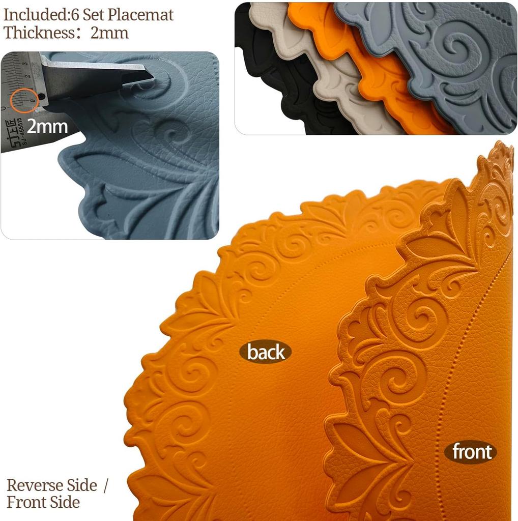 1/4/10sets Party Table Placemats Round Nortic Embossed Faux Leather Kitchen Dining Table Mats Home Decor Gift Placemats
