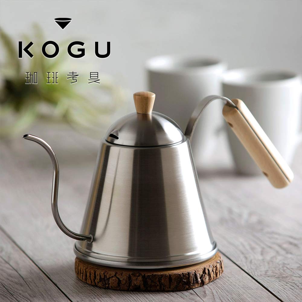 KOGU ITTEKI Kawa Wykonana w Kompatybilna z Kuchenką Indukcyjną i Bezpośrednim Wąskim Dziobkiem dla Łatwego Pokrywki Czajnik ze Stali Nierdzewnej z Drewnianym Produktem Doskonały