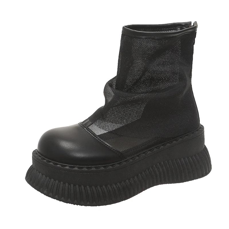 

Summer Fashion Mesh Surface Women s Boots Shoes for Women 2025 New Sponge Bottom Solid Hollow Out Breathable Ladies Shoes 37