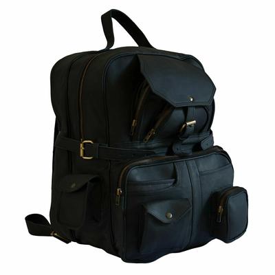 Siyah Hakiki Deri Keçi Çantası Sırt Çantası Sırt Çantası Vintage Messenger Dizüstü Bilgisayar